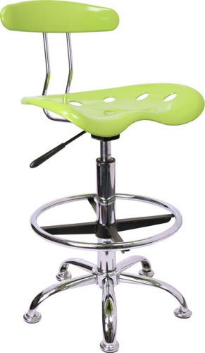 Vibrant Apple Green &amp; Chrome Drafting Stool w/ Tractor Seat - Kid&#039;s Office Chair