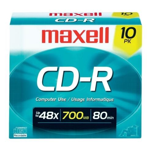Maxell CD Recordable Media - CD-R- 40x - 700 MB -10 Pack  - 120mm1.33 Hour