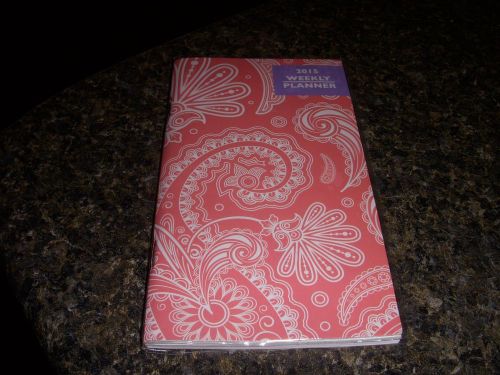 New-2015 Weekly Planner Datebook-Pocket Purse size 6.5&#034;x3.5&#034;-Pink Floral