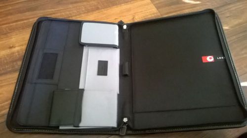 Leeds Zippered Black Leather Portfolio Folder Dockers Evernham/GEM edition RARE