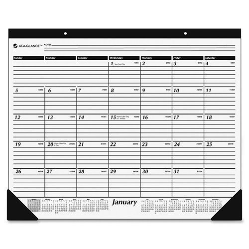 At-A-Glance Monthly Desk Pad Jan-Dec 2014 22&#034;x17&#034; Black/White. Sold as Each