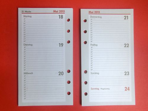 Kalendereinlage/Kalender 2015,A6,fur Ringbuch-Zeitplaner/Timer 1Woche=2Seiten