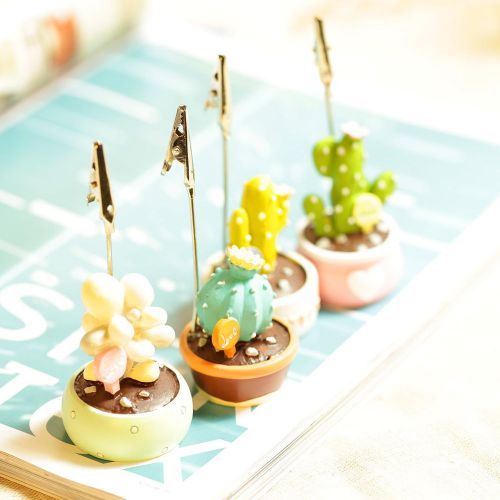 Set Of 4 Cactus Message Clip,Memo Message Photo Postcard Holder Desk Accessories