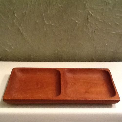 Teakwood Handcrafted Aristocrat Tray: 2 Sections-10&#034; x 5&#034; &amp; 1&#034; tall - #OA 9