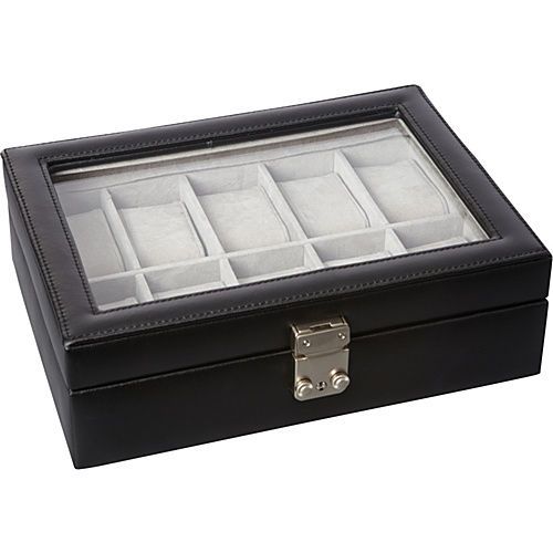 Royce Leather Debonair 10 Slot Watch Box - Black Dresser Top Organization NEW