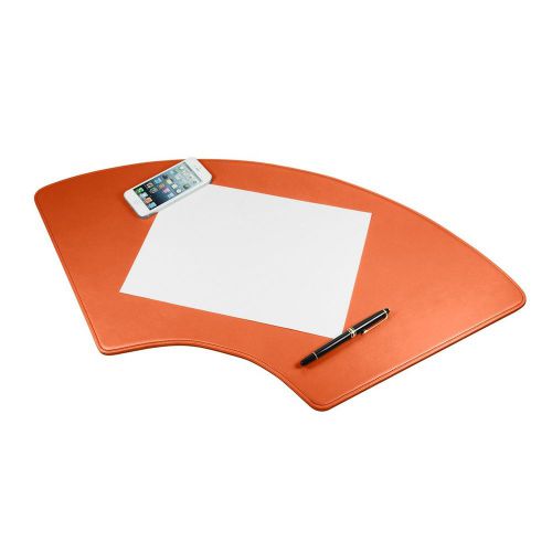 LUCRIN - Round Desk Pad 27.6x12.6 inches - Smooth Cow Leather - Orange