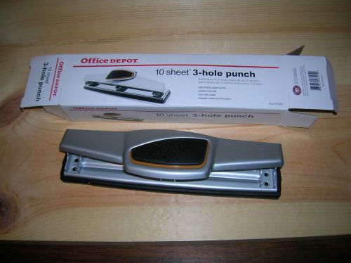 Office Depot® Brand 3-Hole Paper Punch, 10-Sheet Capacity, Silver