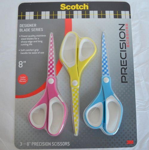 New 3 scotch designer precision office fabric craft scissors 8&#034; stainless blade for sale