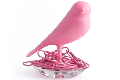 QUALY Living Styles Houseware Home Office Nest Sparrow Bird Clip Holder Pink