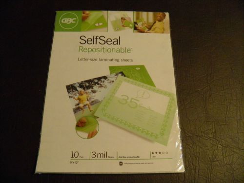 Gbc selfseal repositionalble letter-size laminating sheets - 10pk for sale