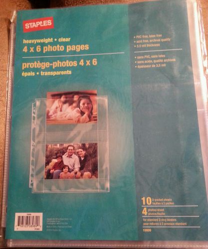 NEW SEALED 4x6 2 Pocket PHOTO PAGES 3 hole punch notebook 10 PER PACK acid free!