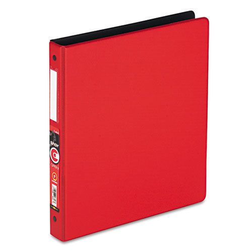 Easy open locking round ring binder, 1&#034;, w/label holder, red for sale