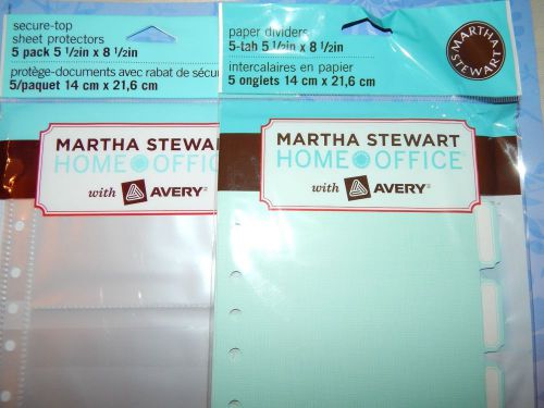 LOT 2, PAPER DIVIDERS &amp; SHEET PROTECTORS Martha Stewart AVERY For Binder 5.5x8.5