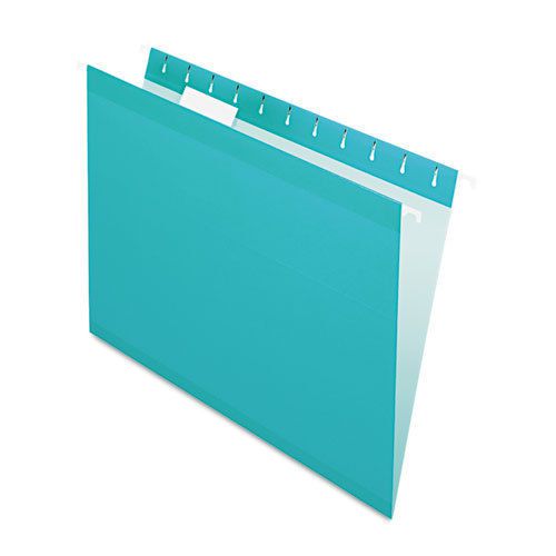 Reinforced Hanging Folders, 1/5 Tab, Letter, Aqua, 25/Box