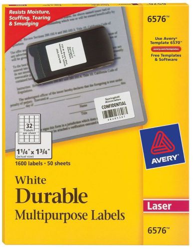 Permanent durable i.d labels for laser printers 1.25 x 1.75-white pack 6576 for sale