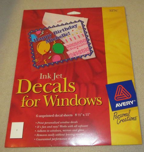 Avery 3276 Ink Jet Window Decals - 6 Sheets - 8 1/2 x 11