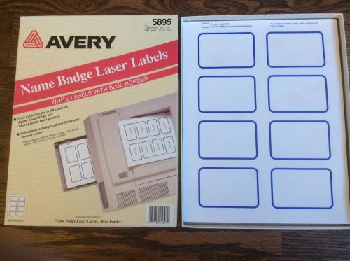 Avery 5895 White Name Labels with Blue Border 16 sheets x 8 per sht = 128 labels