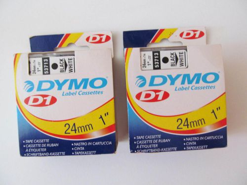 Dymo Label Cassettes (2) 1&#034; X 23&#039; Black/White  24mm X 7mm New