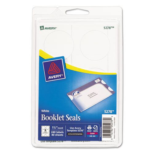 Booklet Seals, 1-1/2&#034; Diameter, White, 240/Pack