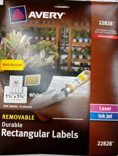 Avery 22828 Removable Durable Labels, Rectangle, 1-1/4&#034;x1-3/4&#034;, 256/PK, White