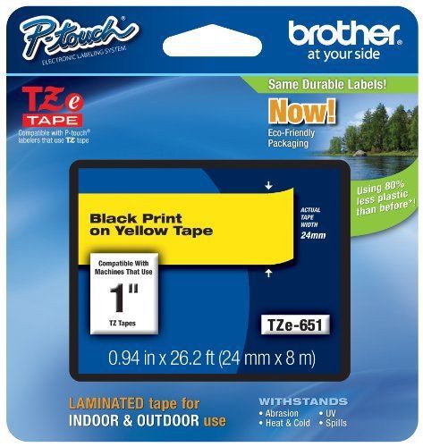 Brother International Tze651 Brother Tze651 Label Tape - 1&#034; Width X 26.20 Ft