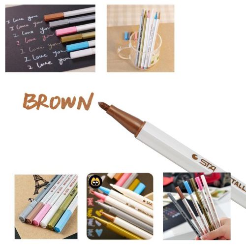 2015 HOT METALLIC MARKER PENS-BROWN–USE IN ART &amp; CRAFTS WITH 6 COLORS TO CHOOSE