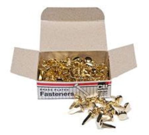 Charles leonard round head fastener 1/2&#039;&#039; length 100 count brass plated for sale