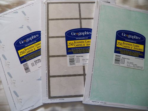 Lot of 3 Packs - Geographics 250 Ct. Business Cards - Print Yourself / Acid Free
