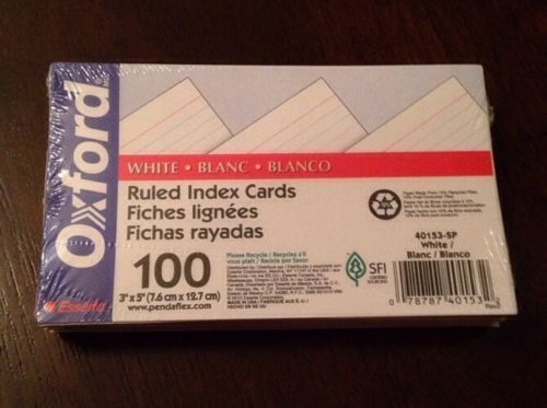 Oxford 3 in x 5 in White Ruled Index Cards - 100 Pack