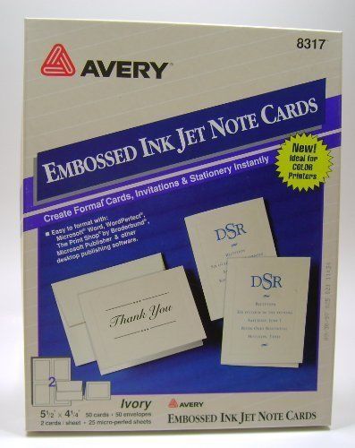 Avery 8317 Embossed Ink Jet Note Cards, Ivory, 50 count