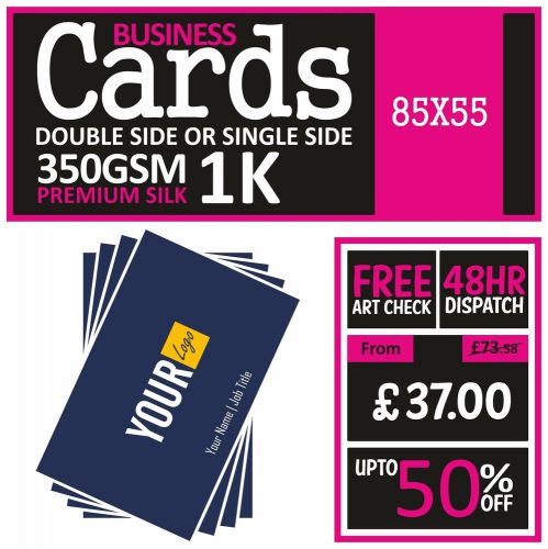 1000 Business Promo Cards-ALT To Leaflets- 85x55mm Size -From MyPromoCards