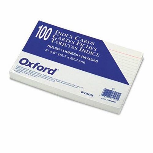 Oxford Ruled Index Cards, 5 x 8, White, 100/Pack (OXF51)