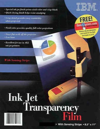 40 IBM Inkjet Transparency Film w/Stripe, Ink Jet!