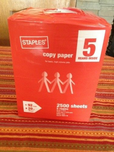 Staples 8.5&#034; x 11&#034; Copy Paper, 5-Ream Case 2500 Sheets