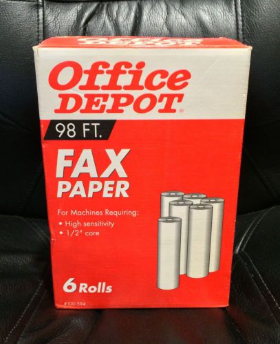 Office Depot FAX PAPER Thermal High Sensitivity 98&#039; / roll - Box of 6 rolls -NEW