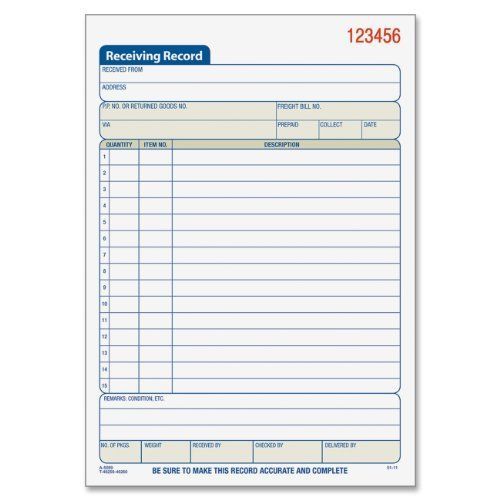 Adams receiving record book - 50 sheet[s] - 2 part - carbonless - 8.43&#034; (dc5089) for sale