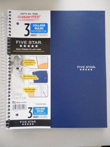 Mead Five Star 3 Subject College Ruled Notebook 150 Pages Blue