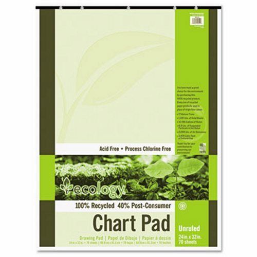 Pacon Recycled Chart Pads, Unruled, 24 x 32, White, 70 Sheets (PAC945510)