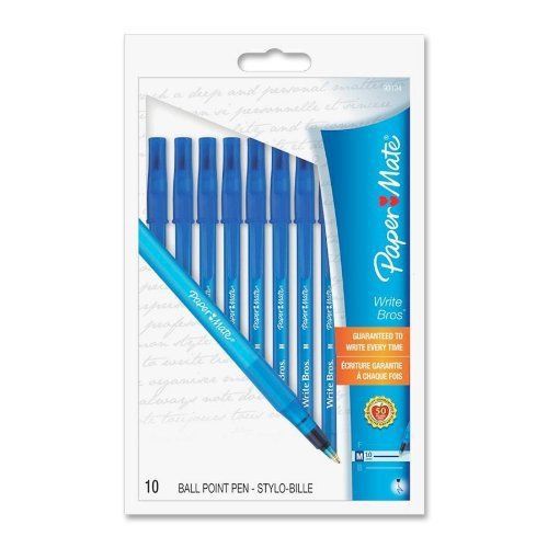 Paper mate write bros.stick medium tip ballpoint pens,10 blue ink pens free ship for sale