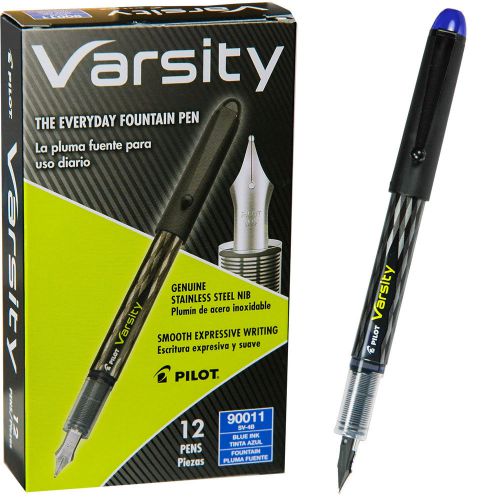 Box of 12, Pilot Varsity 90011 Blue Ink Disposable Fountain Pen SV-4B