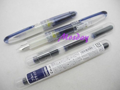 2Pcs Pilot Petit1 SNP-20F Mini Fine Nib Fountain Pen+ 6 Cartridges, BLUE BLACK