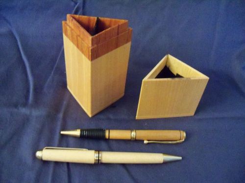Handcrafted Wooden Pen Set with Holder One of a kind
