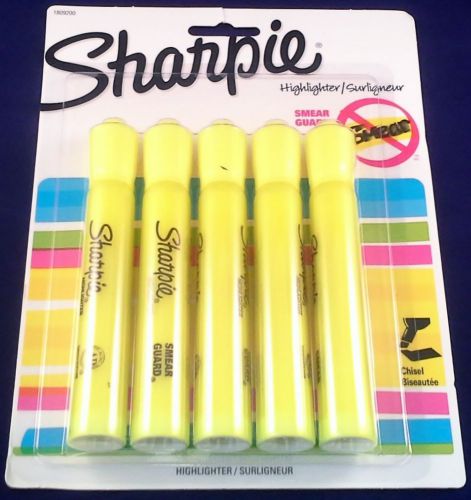 Sharpie Accent Highlighters, Chisel Tip, Fluorescent Yellow, 5/Pack