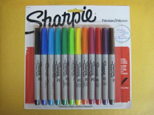 BRAND NEW SEALED 12 Sharpie Ultra Fine Permanent Markers - Assorted Colors 37175