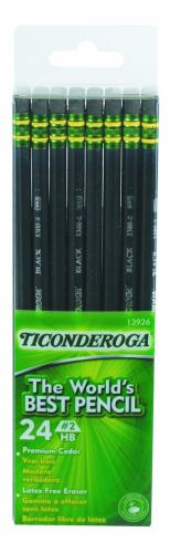 NEW Dixon Ticonderoga Wood-Cased #2 Pencils, Box of 24, Black (13926)