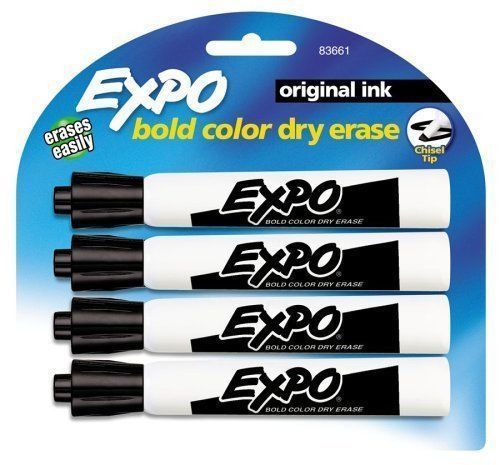 Expo dry erase markers, black, 4pk for sale