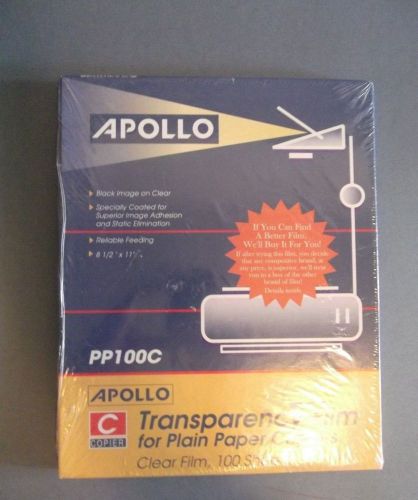 Apollo Transparency Film for Plain Paper Copiers. Clear Film, 100 Sheets. NIP