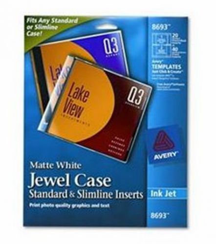 NEW Avery CD/DVD Jewel Case Inserts for Ink Jet Printers, White, Pack of 40