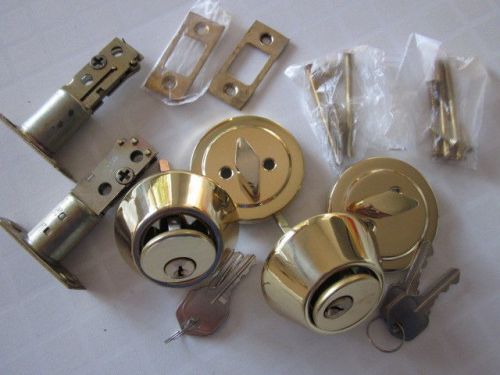 Lot of 2 deadbolt single cylinder deadlock brass brandnew 4keys door security for sale