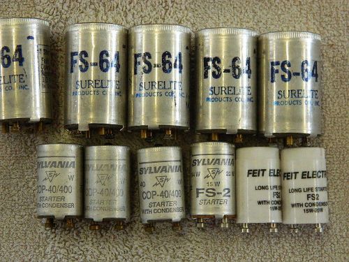 Fluorescent lamp starters miscellaneous lot of 11 for sale